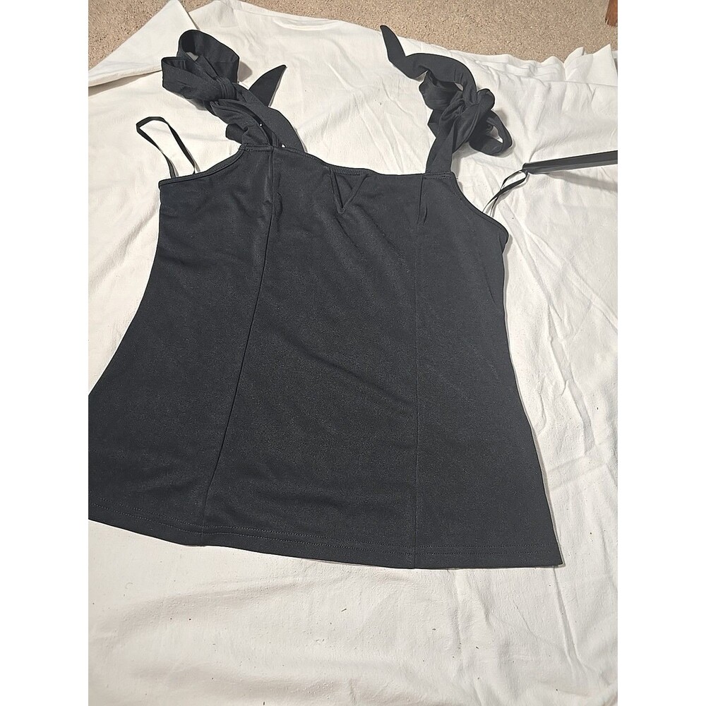SHEIN Women's Black Tank Top Large Spaghetti Strap Tie WhimsiGoth Witchy Grunge